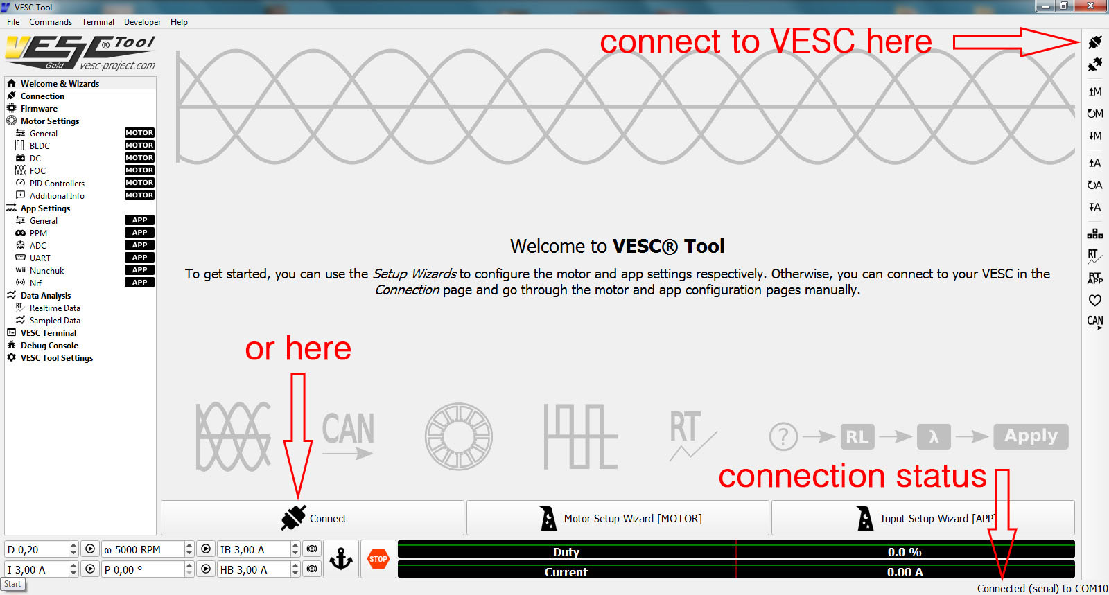 Vesc-Tool_ISW_connect
